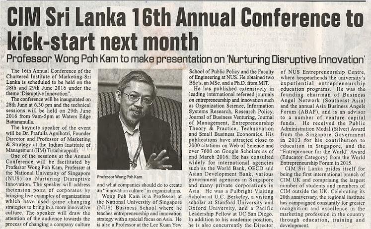 CIM Sri Lanka 16th Annual Conference - Professor Wong Poh Kam